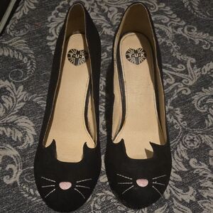 T.U.K Black Cat Face Loafers